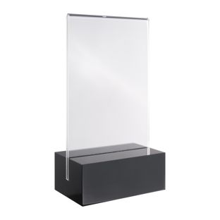 Tafelstandaard MODUL, acrylglashoes met acrylvoet A7  | zwart|transparant  | glanzend 