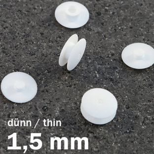 Kunststof drukknopjes, dunne uitvoering null | 10 mm | 1,5 mm