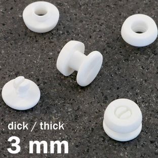 Kunststof studs, dikke uitvoering wit  | 3 mm