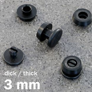 Kunststof studs, dikke uitvoering zwart  | 3 mm