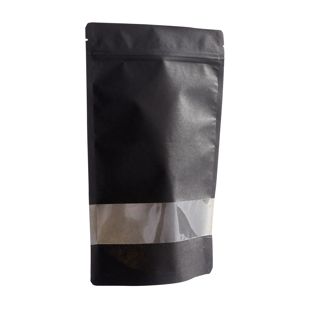 Stazakken kraftpapier met venster 85 x 140 mm  | zwart 