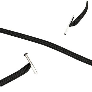 Plat elastiek 2-zijdig genippeld zwart  | 310 mm