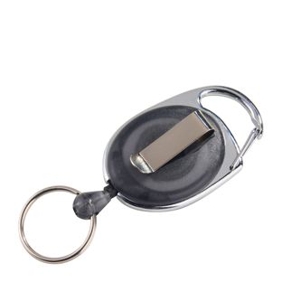 Uittrekbare sleutelhanger met clip zwart|transparant 