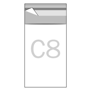 Mailing enveloppen met klep, hersluitbaar, OPP-folie, transparant 60 x 82 mm - C8