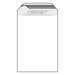 Mailing enveloppen met klep, hersluitbaar, PE-folie, transparant 165 x 220 mm - gerecycled  | 50 µm