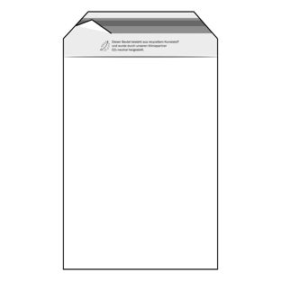 Mailing enveloppen met klep, hersluitbaar, PE-folie, transparant 225 x 310 mm - gerecycled