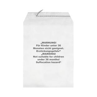 Mailing enveloppen met klep, met waarschuwingsopdruk, hersluitbaar, PP-folie, transparant 215 x 310 mm 
