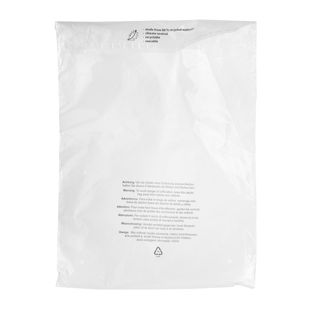 Mailing enveloppen met klep, met waarschuwingsopdruk, hersluitbaar, PCR-folie, transparant 300 x 400 mm 