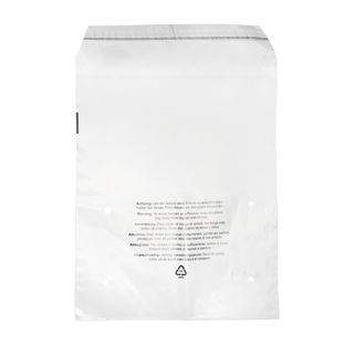 Mailing enveloppen met klep, met waarschuwingsopdruk, hersluitbaar, PCR-folie, transparant 350 x 430 mm 