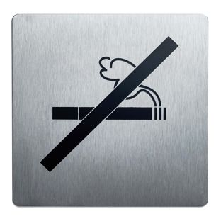 Informatiebord, roestvrij staal, 90 x 90 mm rookverbod 