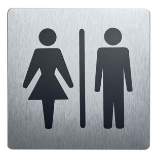 Informatiebord, roestvrij staal, 90 x 90 mm dames & heren 
