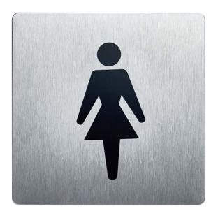 Informatiebord, roestvrij staal, 90 x 90 mm dames 
