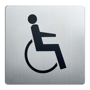 Informatiebord, roestvrij staal, 90 x 90 mm rolstoel 