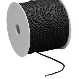Koord op rol, 2 mm x 100 m, viscose zwart 
