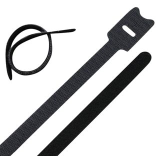 Klittenband kabelbinder/tiewrap, 202 x 12 mm , zwart 