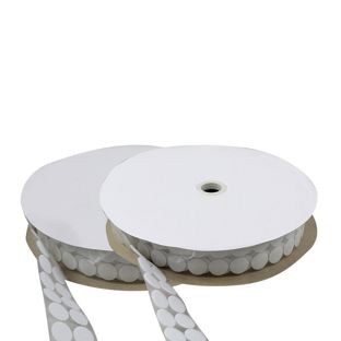 Klittenbandrondjes op rol, set haak & lus  | 21 mm | wit 