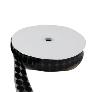 Klittenbandrondjes op rol, lus  | 21 mm | zwart 