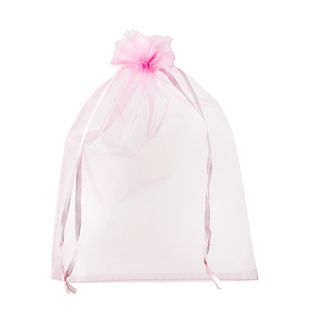 Organza zakjes met satijnbandsluiting lichtroze  | 150 x 200 mm 