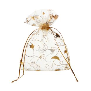 Organza zakje met kerstmotief 80 x 100 mm | kerst