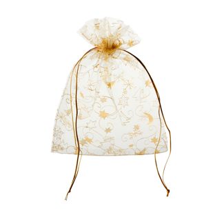 Organza zakje met kerstmotief 150 x 200 mm | kerst
