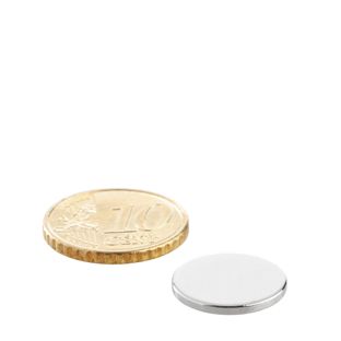 Neodymium magneetrondjes 15 mm x 1,5 mm   | N35, axiaal (parallel aan de hoogte) 