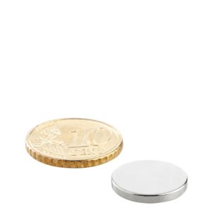 Neodymium magneetrondjes 15 mm x 2 mm   | N35, axiaal (parallel aan de hoogte) 