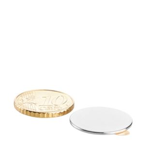 Neodymium magneetrondjes, zelfklevend 18 mm x 1 mm  | zilver  | 3M 467 
