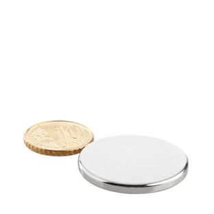 Neodymium magneetrondjes 30 mm x 3 mm   | N45, axiaal (parallel aan de hoogte) 