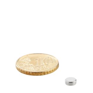 Neodymium magneetrondjes 5 mm x 2 mm   | N38, axiaal (parallel aan de hoogte) 