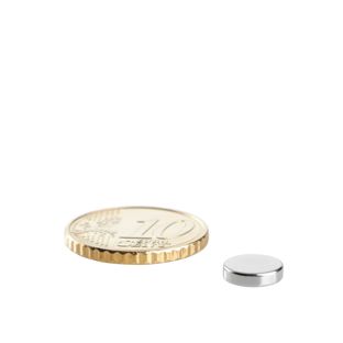 Neodymium magneetrondjes 8 mm x 2 mm   | N35, axiaal (parallel aan de hoogte) 