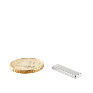 Neodymium blokmagneten rechthoekig, vernikkeld 20 x 5 mm  | 2 mm
