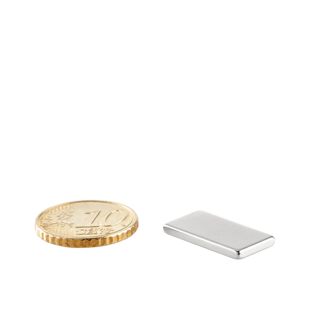 Neodymium blokmagneten rechthoekig, vernikkeld 20 x 10 mm  | 2 mm