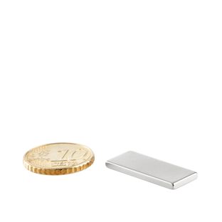 Neodymium blokmagneten rechthoekig, vernikkeld 25 x 10 mm  | 2 mm