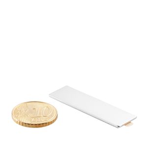 Neodymium blokmagneten rechthoekig, zelfklevend, vernikkeld 40 x 12 mm  | 1 mm