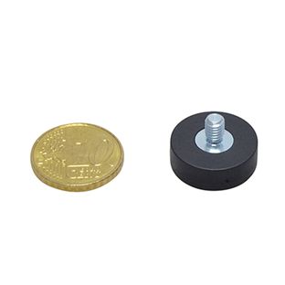 Magneet met rubbercoating met schroefdraad zwart  | 18 mm | M4x6 mm 