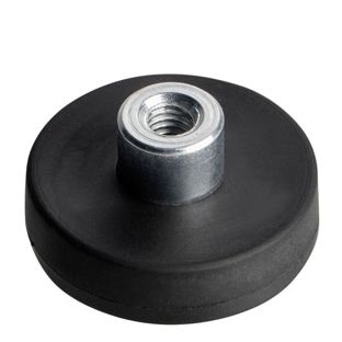 Magneet met rubbercoating met draadbus zwart  | 22 mm | M4 
