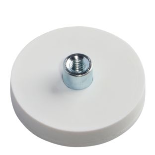 Magneet met rubbercoating met draadbus wit  | 31 mm | M4 