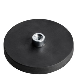 Magneet met rubbercoating met draadbus zwart  | 43 mm | M4 