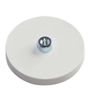 Magneet met rubbercoating met draadbus wit  | 43 mm | M4 