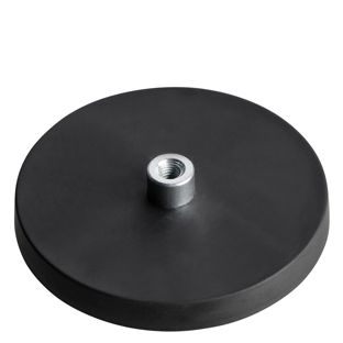 Magneet met rubbercoating met draadbus zwart  | 66 mm | M5 