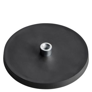Magneet met rubbercoating met draadbus zwart  | 88 mm | M8 