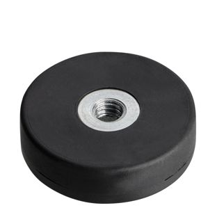 Magneet met rubbercoating met inwendige schroefdraad zwart  | 22 mm