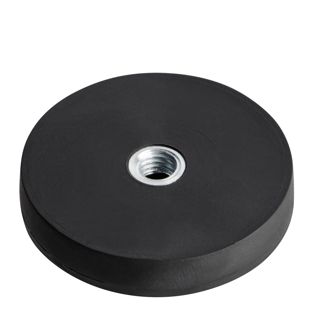 Magneet met rubbercoating met inwendige schroefdraad zwart  | 31 mm
