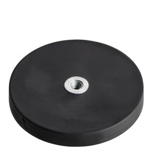 Magneet met rubbercoating met inwendige schroefdraad zwart  | 43 mm
