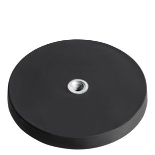 Magneet met rubbercoating met inwendige schroefdraad zwart  | 66 mm