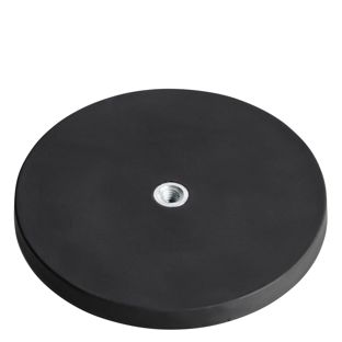 Magneet met rubbercoating met inwendige schroefdraad zwart  | 88 mm