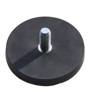 Magneet met rubbercoating met schroefdraad zwart  | 43 mm | M6x15 mm 