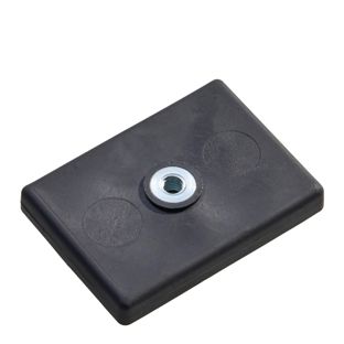 magneet met rubbercoating, rechthoekig, met inwendige schroefdraad 43 x 31 mm  | M4x4,5 mm  | zwart  | 13 kg