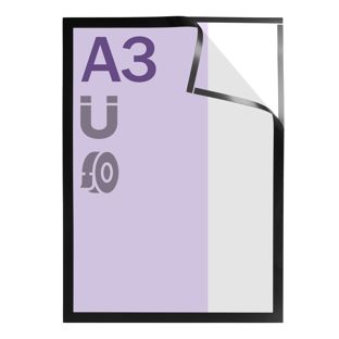 Magneetframe A3, zelfklevend zwart  | volledig zelfklevend 