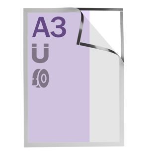 Magneetframe A3, zelfklevend zilver  | volledig zelfklevend 